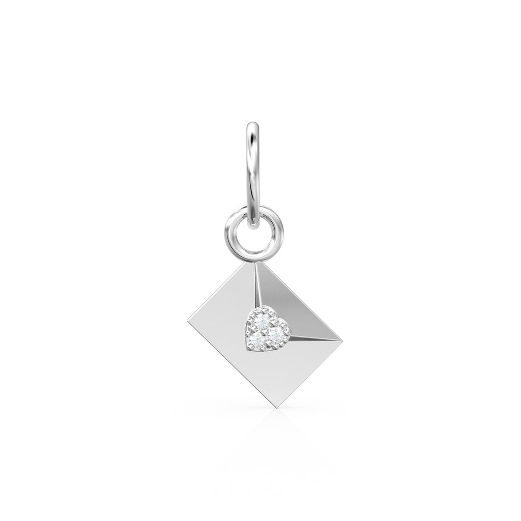 Trio Diamond Envelope 14k 18k Solid Gold Charm Pendant / Gold Charm / Envelope Pendant