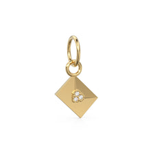 Load image into Gallery viewer, Trio Diamond Envelope 14k 18k Solid Gold Charm Pendant / Gold Charm / Envelope Pendant