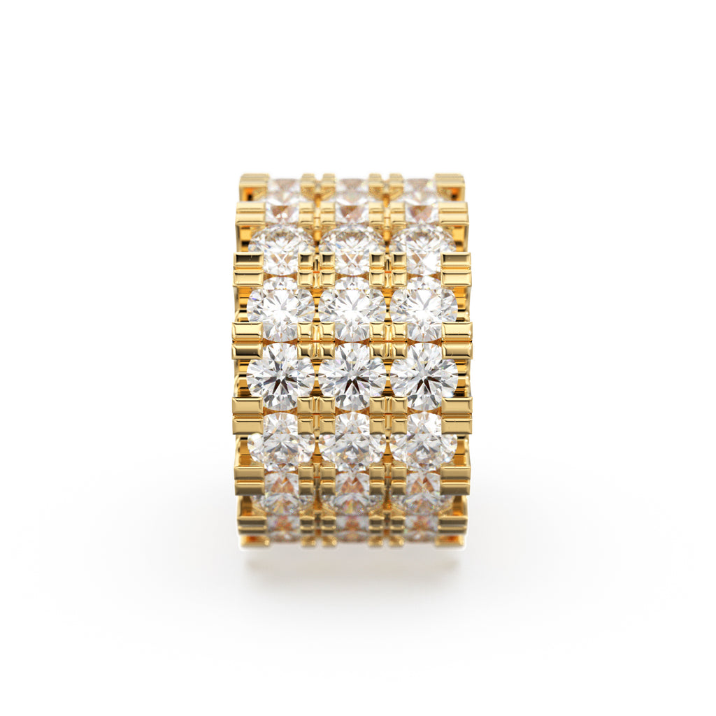 14k 18k Solid Yellow Gold 6mm 3 Row Diamond Eternity Rondelle Wheel Bead - Jalvi & Co. 