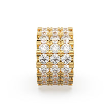 Load image into Gallery viewer, 14k 18k Solid Yellow Gold 6mm 3 Row Diamond Eternity Rondelle Wheel Bead - Jalvi &amp; Co. 