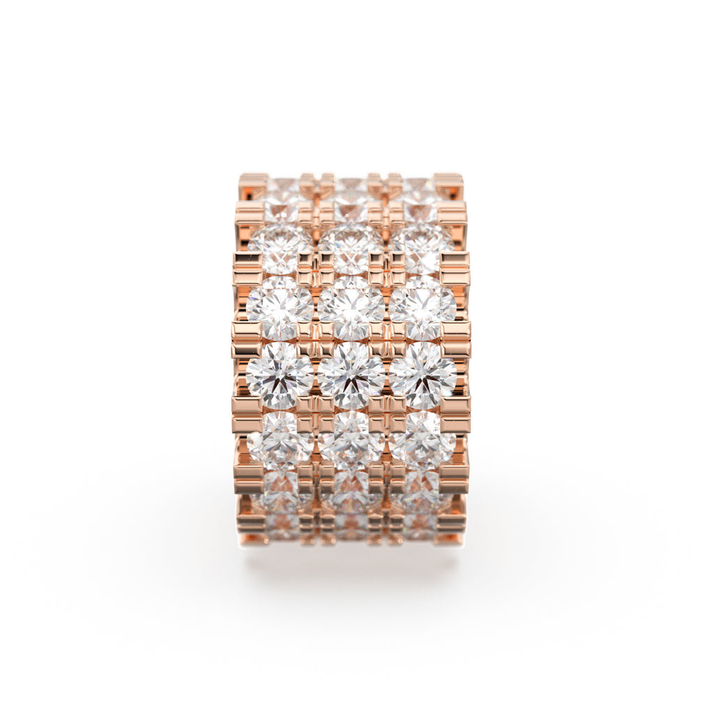 14k 18k Solid Yellow Gold 6mm 3 Row Diamond Eternity Rondelle Wheel Bead - Jalvi & Co. 