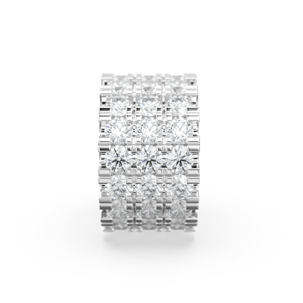 14k 18k Solid Yellow Gold 6mm 3 Row Diamond Eternity Rondelle Wheel Bead - Jalvi & Co. 