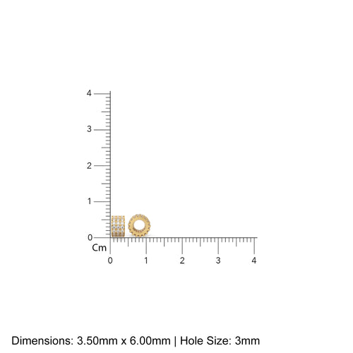 14k 18k Solid Yellow Gold 6mm 3 Row Diamond Eternity Rondelle Wheel Bead - Jalvi & Co. 