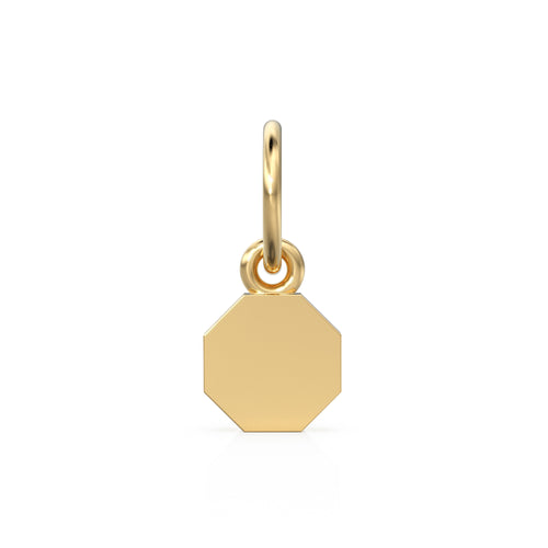 Octagon Blank Solid Gold Pendant / Dog Tag Gold Charm / Handmade Geometric Charm / Solid Gold Pendant / Gold Military Jewelry - Jalvi & Co. 