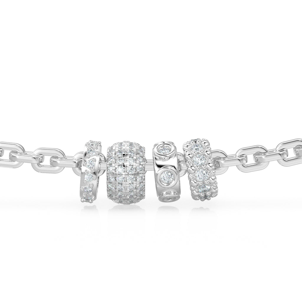14K Solid Italian Gold Diamond Rondels, Charm Rondel, Diamonds, Bezel Diamonds, Pave set Diamonds, Beaded Texture Rondelle spacer charms