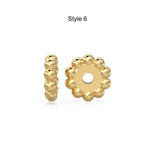Load image into Gallery viewer, 14K Solid Italian Gold Rondels, Charm Rondelle, 18k Gold Roundel, Rope Twisted, Round Wheel Tyre, Beaded Texture Rondelle spacer charms