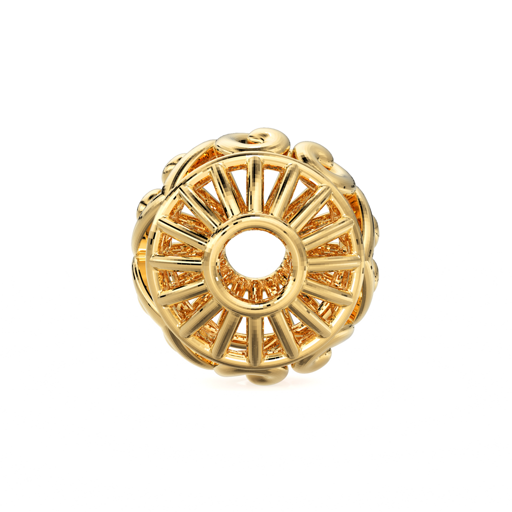 Designer Heart Solid Gold Handmade Round Spacer Gold Bead Finding 8mm 10mm