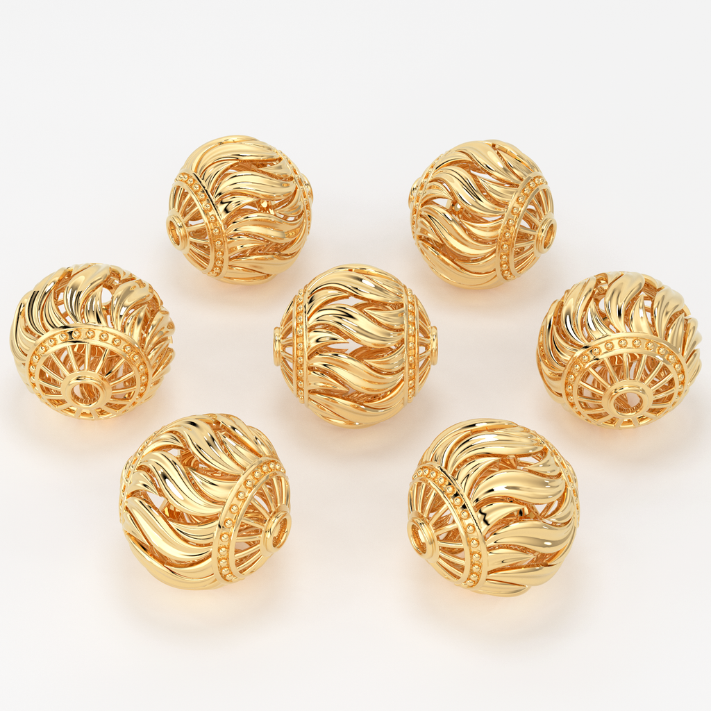 18k Solid Gold Handmade Designer Round Spacer Bead Finding 8mm 9mm 10mm