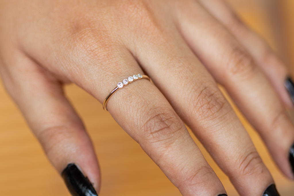 Bezel Set Diamond Band in 14k Gold / Bezel Set Diamond Ring / Simple Thin Gold Band White Diamond Ring / Diamond Bezel Set Wedding Band