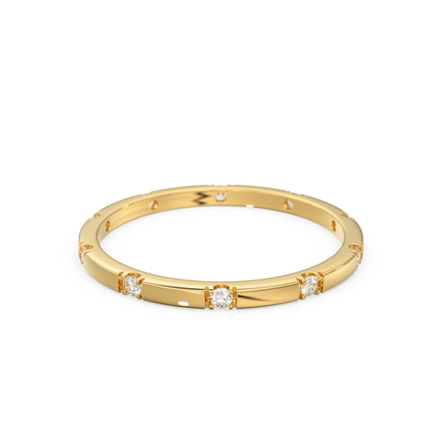 Stacking Ring / 14k Gold Diamond Wedding Band / Diamond Ring / Eternity Band / Stackable Ring / Gold Ring / Thin Gold Ring / Bridal Jewelry - Jalvi & Co. 