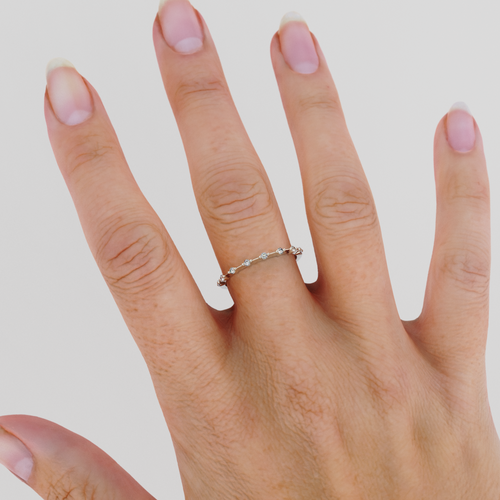 14k Dainty Diamond Wedding Band / Petite Diamond Wedding Ring / Half Eternity Minimal Ring / Stacking Diamond Ring / Handmade Ring