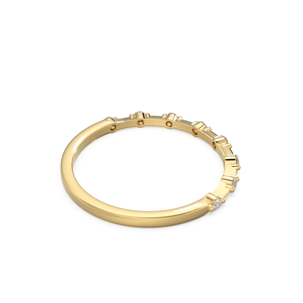 14k Dainty Diamond Wedding Band / Petite Diamond Wedding Ring / Half Eternity Minimal Ring / Stacking Diamond Ring / Handmade Ring