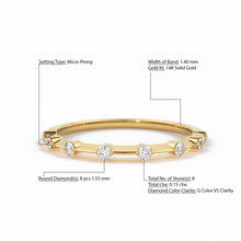 Load image into Gallery viewer, 14k Dainty Diamond Wedding Band / Petite Diamond Wedding Ring / Half Eternity Minimal Ring / Stacking Diamond Ring / Handmade Ring