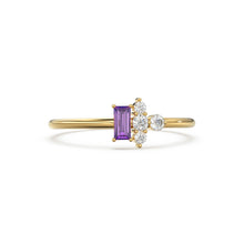 Load image into Gallery viewer, Rose Gold Genuine Amethyst and Diamond Ring / 14k Rose Gold Ring / Baguette Cut Amethyst Ring / February Birthstone / Purple Amethyst Ring