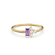 Load image into Gallery viewer, Rose Gold Genuine Amethyst and Diamond Ring / 14k Rose Gold Ring / Baguette Cut Amethyst Ring / February Birthstone / Purple Amethyst Ring