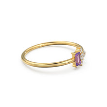 Load image into Gallery viewer, Rose Gold Genuine Amethyst and Diamond Ring / 14k Rose Gold Ring / Baguette Cut Amethyst Ring / February Birthstone / Purple Amethyst Ring