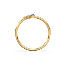 Load image into Gallery viewer, Rose Gold Genuine Amethyst and Diamond Ring / 14k Rose Gold Ring / Baguette Cut Amethyst Ring / February Birthstone / Purple Amethyst Ring