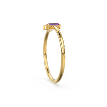Load image into Gallery viewer, Rose Gold Genuine Amethyst and Diamond Ring / 14k Rose Gold Ring / Baguette Cut Amethyst Ring / February Birthstone / Purple Amethyst Ring