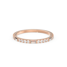 Load image into Gallery viewer, Baguette Diamond Ring / 14k Gold Baguette and Round Cut Diamond Wedding Band / Half Eternity / Stackable Diamond Ring / Holiday Sale