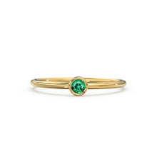 Load image into Gallery viewer, Emerald Ring / 14k Gold Single Emerald 0.08ctw Engagement Ring / Emerald Gemstone Ring / Stacking Natural Emerald Ring