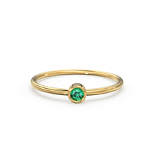 Load image into Gallery viewer, Emerald Ring / 14k Gold Single Emerald 0.08ctw Engagement Ring / Emerald Gemstone Ring / Stacking Natural Emerald Ring