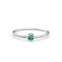 Load image into Gallery viewer, Emerald Ring / 14k Gold Single Emerald 0.08ctw Engagement Ring / Emerald Gemstone Ring / Stacking Natural Emerald Ring
