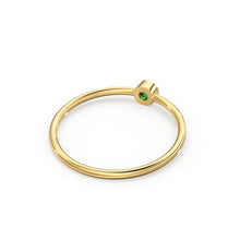 Load image into Gallery viewer, Emerald Ring / 14k Gold Single Emerald 0.08ctw Engagement Ring / Emerald Gemstone Ring / Stacking Natural Emerald Ring