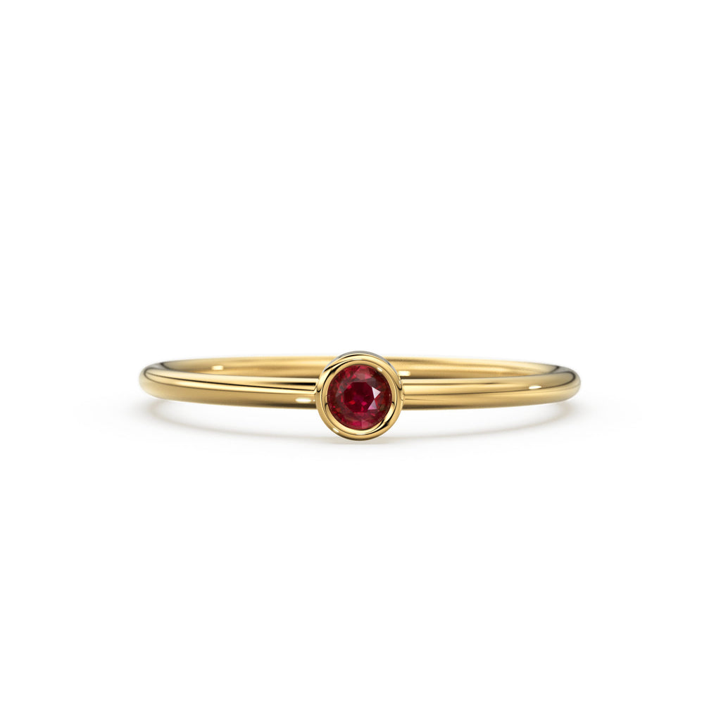 Rose Gold Ruby Ring / 14k Rose Gold Single Ruby 0.08ctw Engagement Ring / Ruby Gemstone Ring / Stacking Natural Ruby Ring / July Birthstone