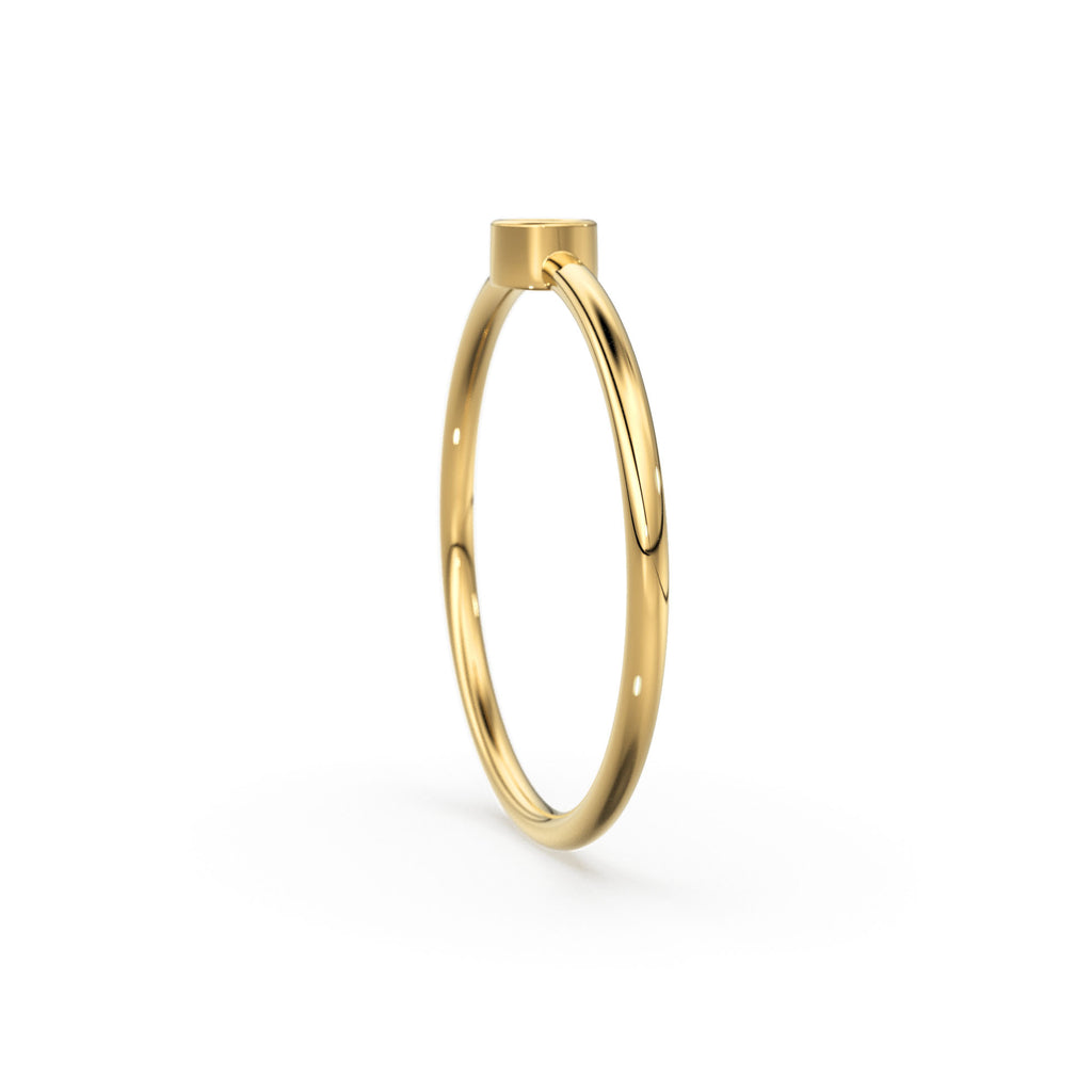 Emerald Ring / 14k Gold Single Emerald 0.08ctw Engagement Ring / Emerald Gemstone Ring / Stacking Natural Emerald Ring