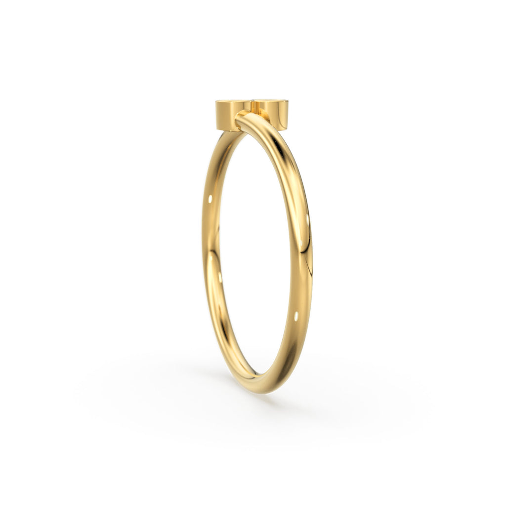 Dual Diamond Ring / Double Stone Ring / 14k Gold Ring / Diamonds Cuff Ring, Gold Stacking Ring / Thin gold ring / Diamond Bypass Ring