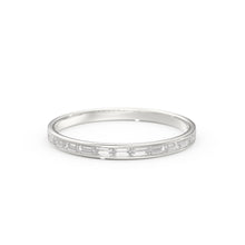 Load image into Gallery viewer, 14K Gold Baguette Diamond Band / 2.0MM Thin Channel Set Diamond Ring / Half Eternity Stackable Ring / Diamond Wedding Ring / Minimalist Ring