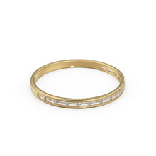 Load image into Gallery viewer, 14K Gold Baguette Diamond Band / 2.0MM Thin Channel Set Diamond Ring / Half Eternity Stackable Ring / Diamond Wedding Ring / Minimalist Ring