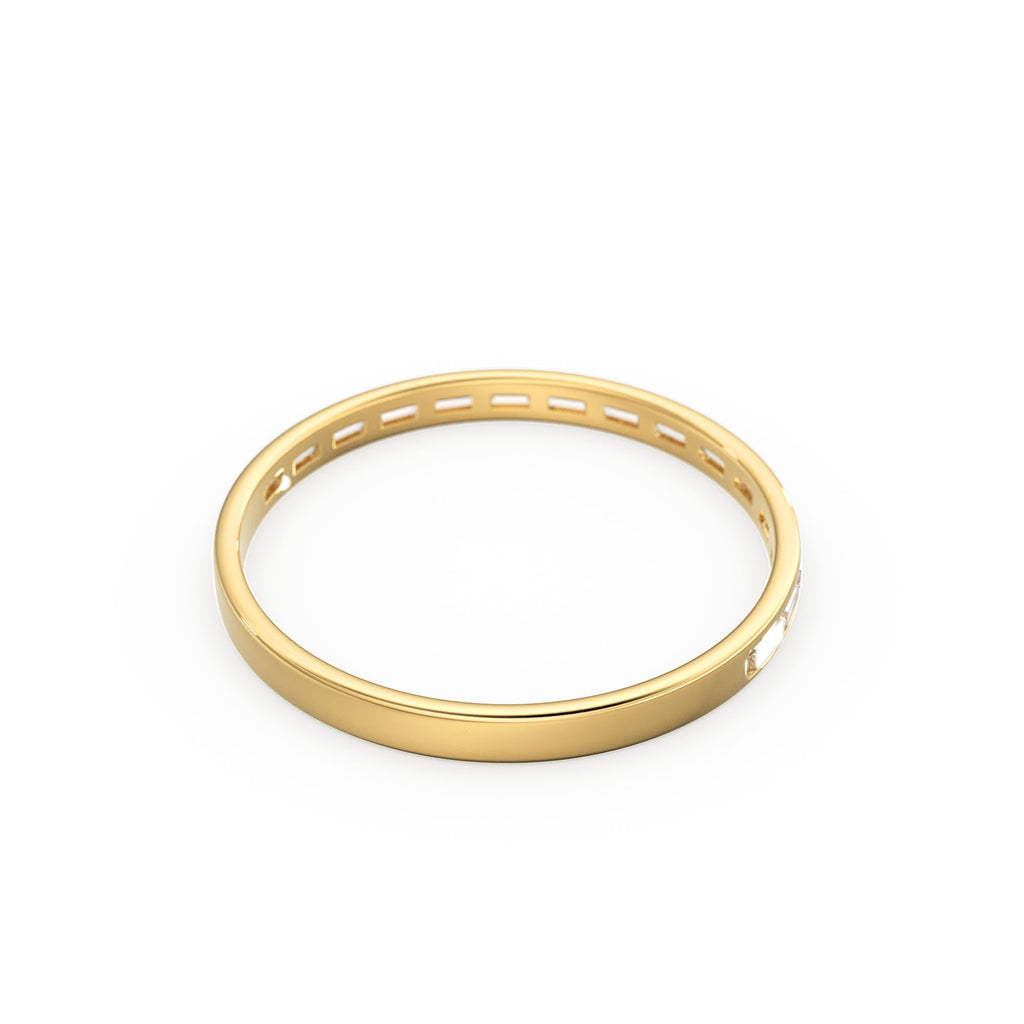14K Gold Baguette Diamond Band / 2.0MM Thin Channel Set Diamond Ring / Half Eternity Stackable Ring / Diamond Wedding Ring / Minimalist Ring