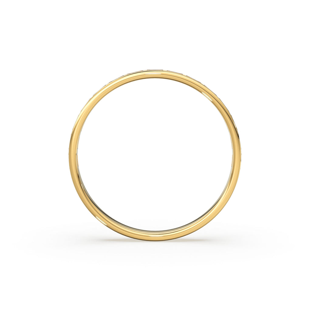 14K Gold Baguette Diamond Band / 2.0MM Thin Channel Set Diamond Ring / Half Eternity Stackable Ring / Diamond Wedding Ring / Minimalist Ring