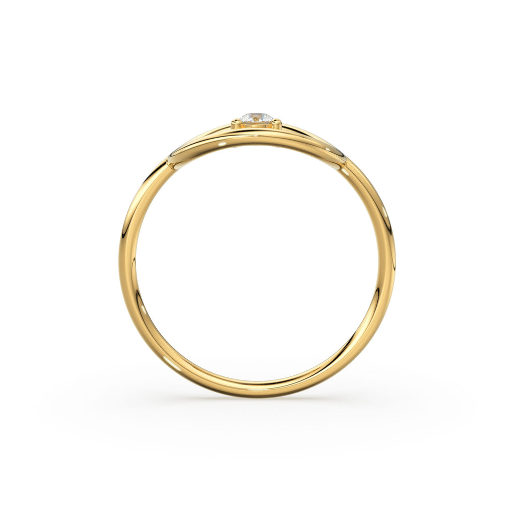 Open Circle Diamond Ring in 14k Gold / Unique Diamond Ring / Special Gift / Graduation Gift