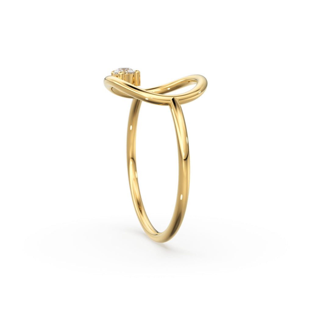 Open Circle Diamond Ring in 14k Gold / Unique Diamond Ring / Special Gift / Graduation Gift