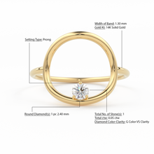 Load image into Gallery viewer, Open Circle Diamond Ring in 14k Gold / Unique Diamond Ring / Special Gift / Graduation Gift