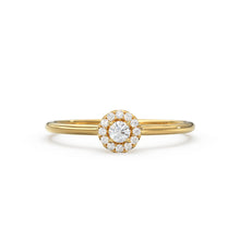 Load image into Gallery viewer, Diamond Ring / 14k Halo Diamond Ring / Minimal Diamond Ring / Delicate Diamond Ring / Promise Ring / Birthday Gift Idea / Gold Ring