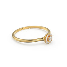 Load image into Gallery viewer, Diamond Ring / 14k Halo Diamond Ring / Minimal Diamond Ring / Delicate Diamond Ring / Promise Ring / Birthday Gift Idea / Gold Ring
