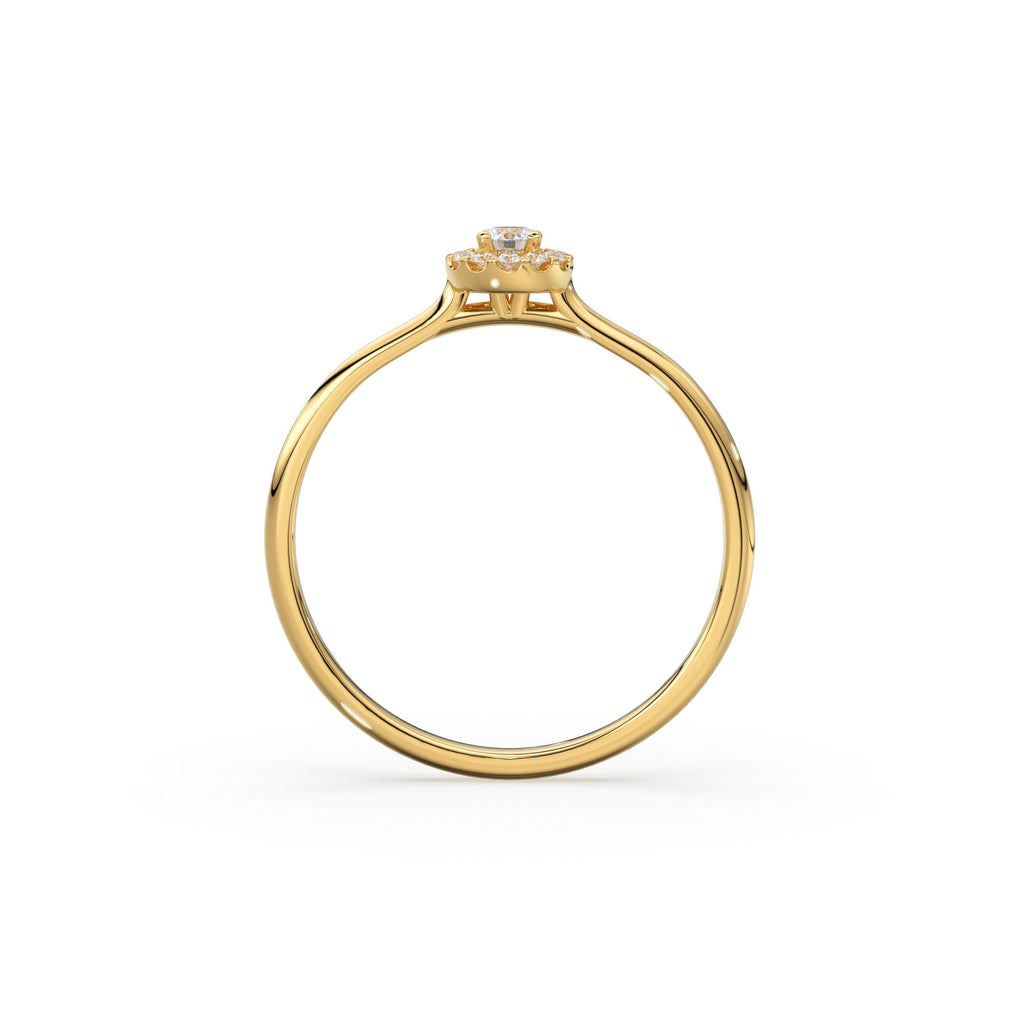 Diamond Ring / 14k Halo Diamond Ring / Minimal Diamond Ring / Delicate Diamond Ring / Promise Ring / Birthday Gift Idea / Gold Ring
