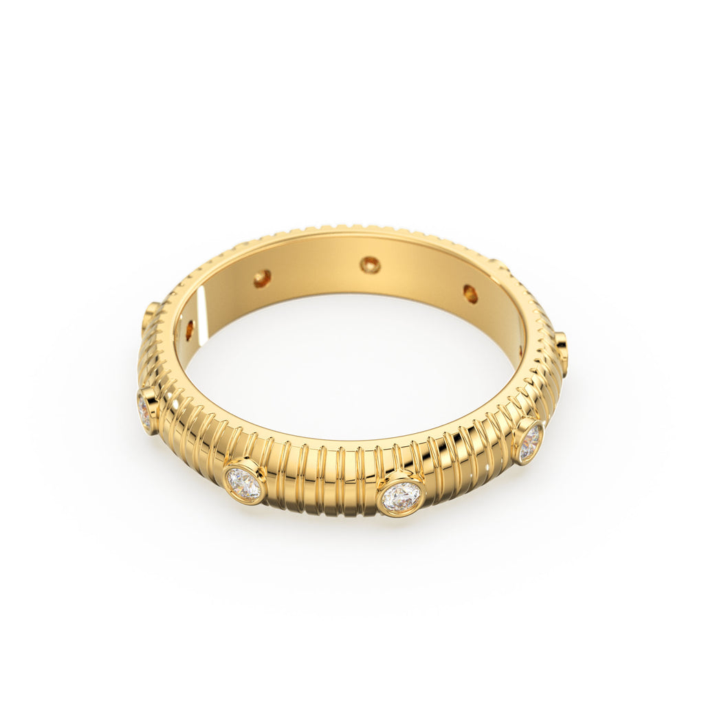 Bold Diamond Ring / 14k Bezel Diamond Ring / Thick Stacking Diamond Ring / Bold Diamond Ring / Promise Ring / Birthday Gift / Gold Ring