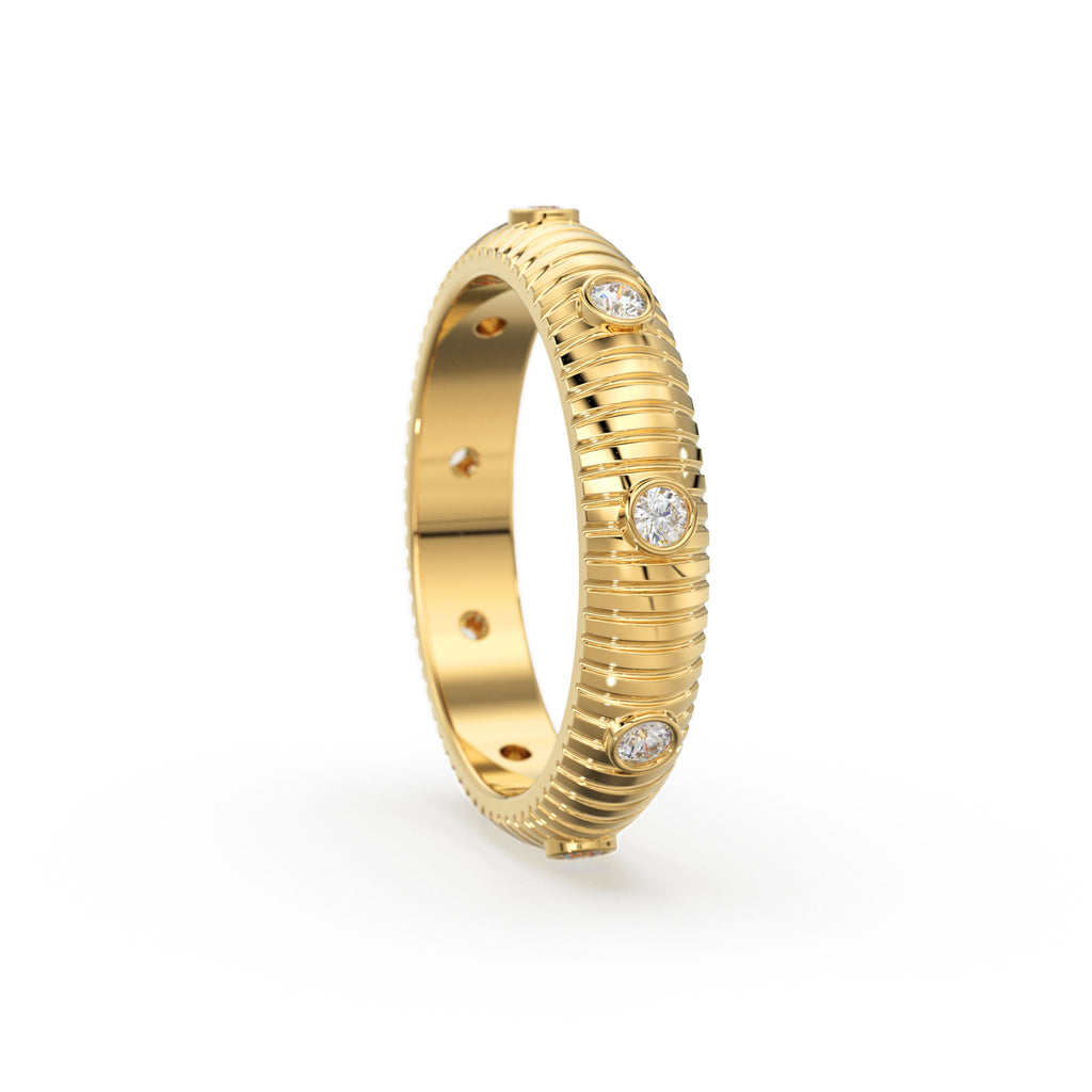 Bold Diamond Ring / 14k Bezel Diamond Ring / Thick Stacking Diamond Ring / Bold Diamond Ring / Promise Ring / Birthday Gift / Gold Ring