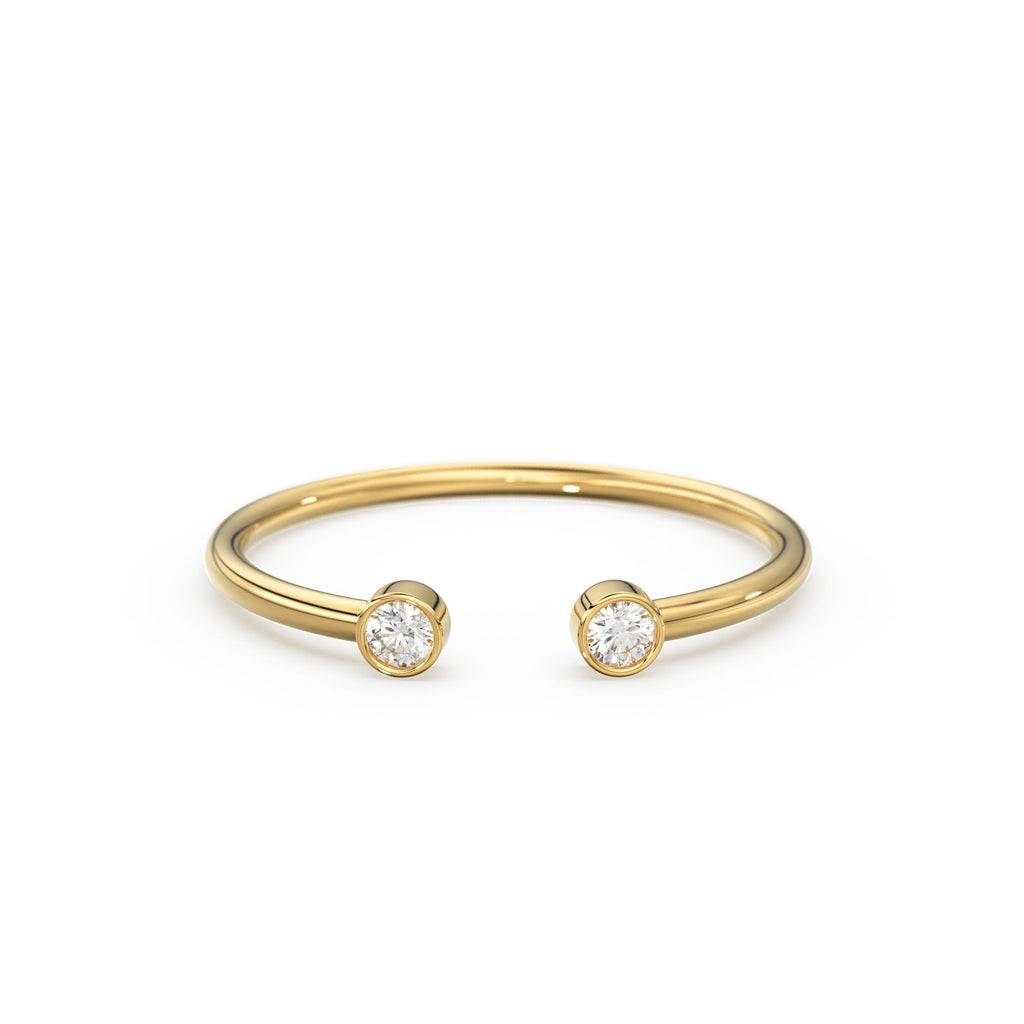 Dual Birthstone Ring / Open Diamond Ring / Two Birthstone Ring / Promise Ring / His and Hers Promise Ring / Birthday gift for her