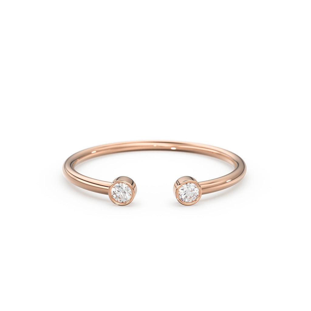 Dual Birthstone Ring / Open Diamond Ring / Two Birthstone Ring / Promise Ring / His and Hers Promise Ring / Birthday gift for her