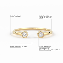 Load image into Gallery viewer, Dual Birthstone Ring / Open Diamond Ring / Two Birthstone Ring / Promise Ring / His and Hers Promise Ring / Birthday gift for her