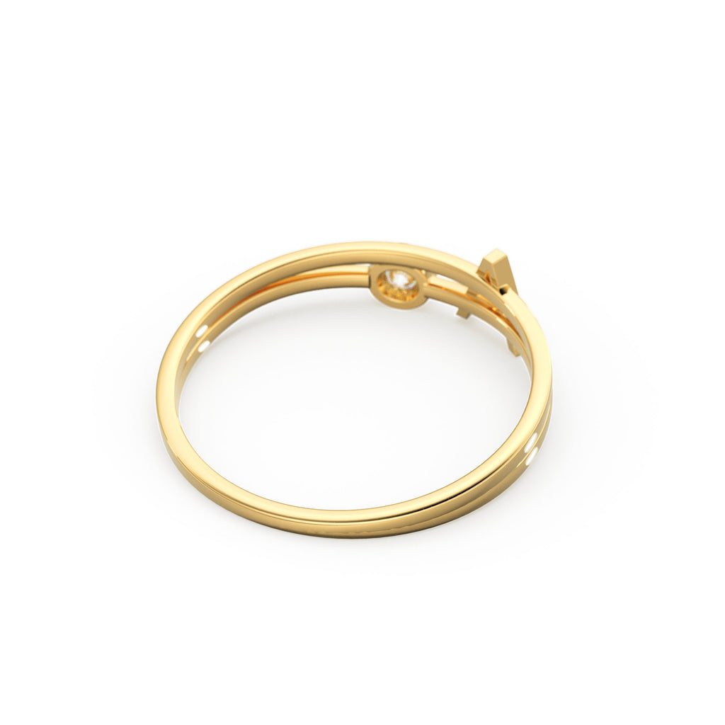 Personalized Initial Letter Ring Set with Bezel Set Solitaire Diamond Ring in 14k Gold / Perfect Gift for Mothers / Birthstones Available