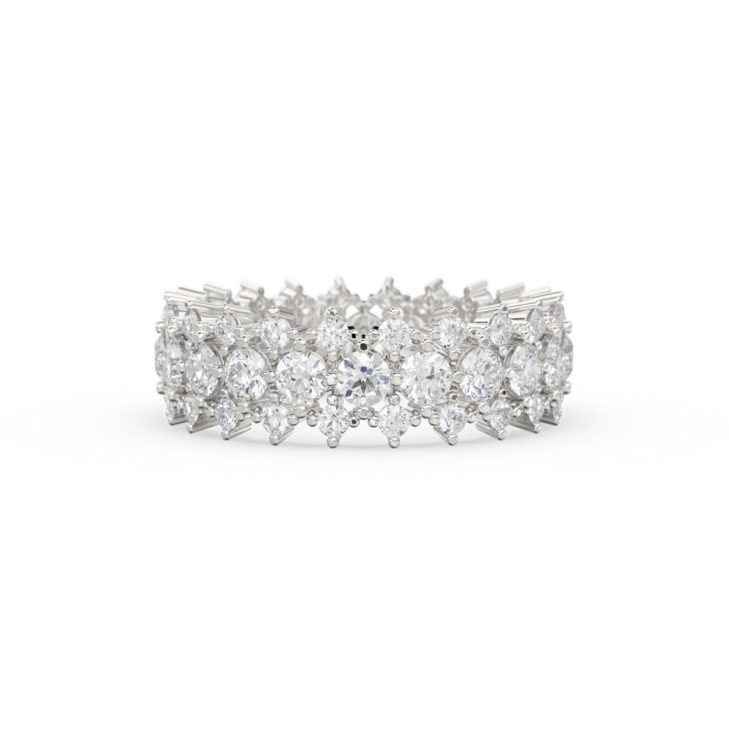 Diamond Anniversary Ring 2.50 ctw 14k Gold Half Eternity Round Brilliant Diamond Spike Ring / Diamond Wedding Band