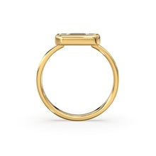 Load image into Gallery viewer, Baguette Diamond Ring / 14k Gold Baguette and Round Cut Diamond Ring / Statement Baguette Ring / Designer Mix Diamond Ring
