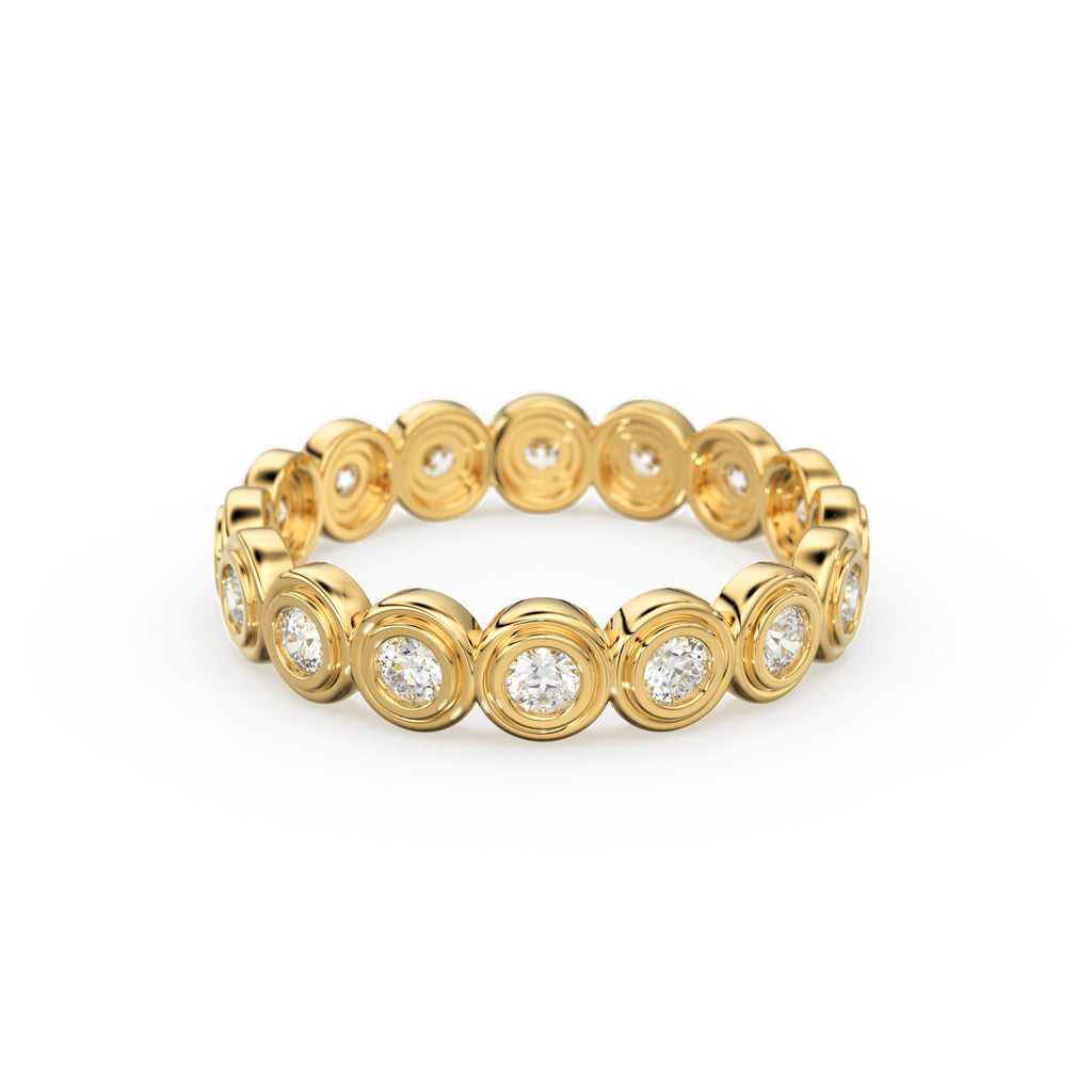 Diamond Eternity Ring / 14k Wedding Band for Her / Eternity Ring, Thick Diamond Band / Bezel Setting Eternity Band Rose Gold Ring for Wife