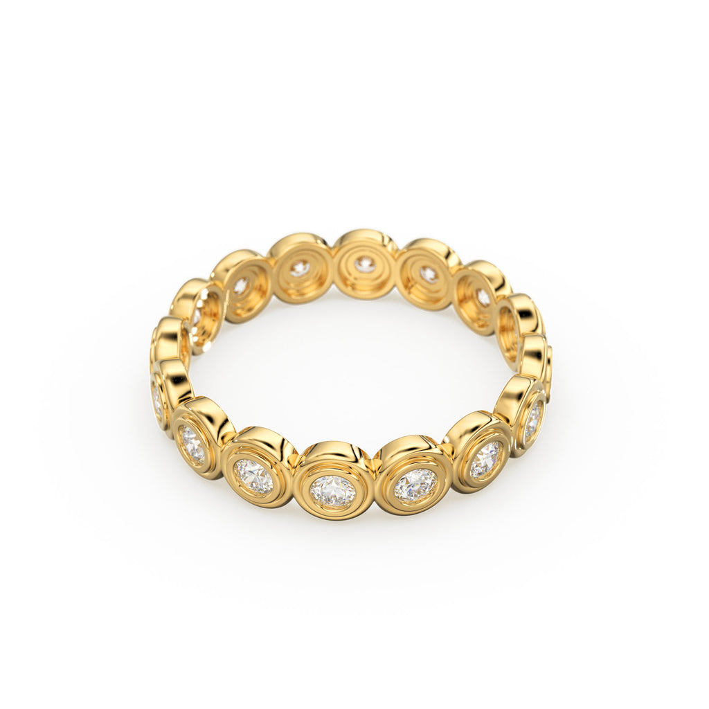 Diamond Eternity Ring / 14k Wedding Band for Her / Eternity Ring, Thick Diamond Band / Bezel Setting Eternity Band Rose Gold Ring for Wife